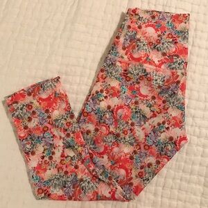 lululemon athletica Floral Leggings - Red and Gray